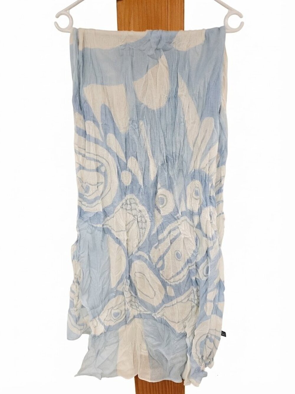 Cotton Eagle Scarf in Light Blue and Cream
